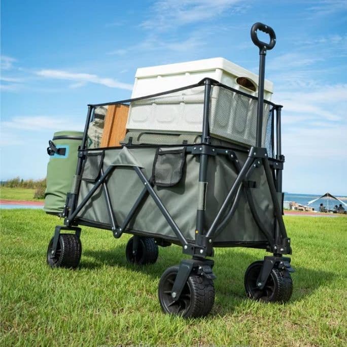 Heavy-Duty Folding Camping Cart for Outdoor Equipment Storage