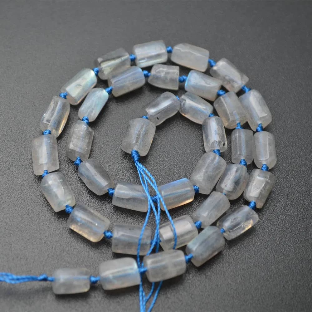 Natural Gemstone Shiny Labradorite Cylinder Tube Shape Stone Loose Beads for Jewelry Making