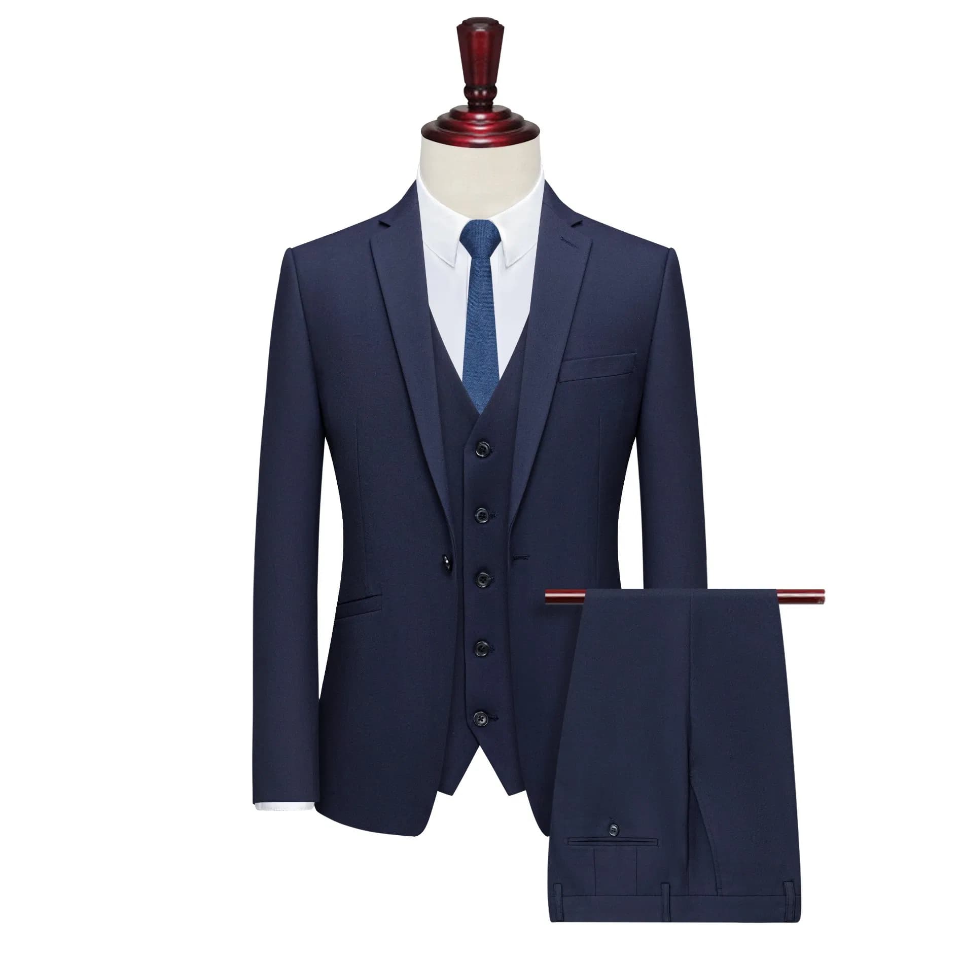 Navy Blue Elegant Fashionable Male Daily Commuting Formal Professional Business Suit