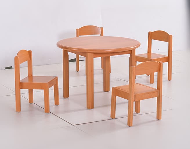 Kids Small Round Table, Baby Wooden Table. Nursery and Kindergarten Table, Children Furniture Table