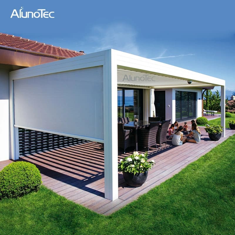 AlunoTec Heavy Duty Professional Factory Electric&Manual Shelter Design Terrace Outdoor Furniture Pergola with Zip Screens