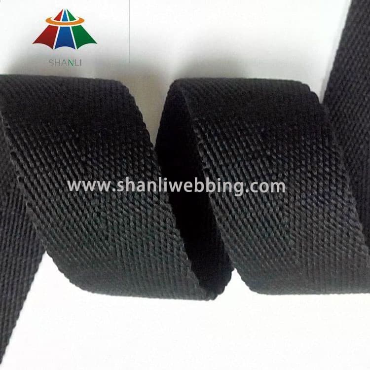 38mm Black Polyester Cotton Herringbone Webbing