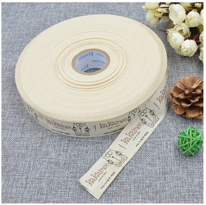 Print Nature Color Organic Cotton Material Custom Roll Ribbon for Kids Clothes
