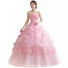 Lace Strapless Show Thin Large Color Gauze Puffy Skirt Wedding Dress