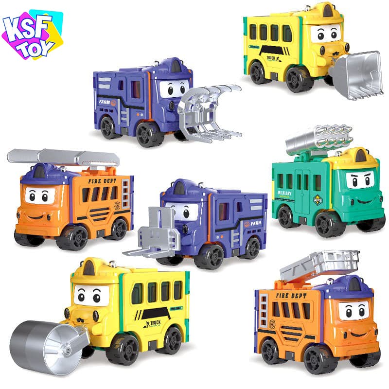 4 PCS Gift Box Manual Reversing Vehicle Deformation Car Compact Set Travel Toy Portable Innovative for Ages 3-6 Boy Car Toys