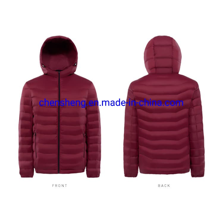 Stock Cheap Men Down Cotton Light Jacket with Hoodie for Winter