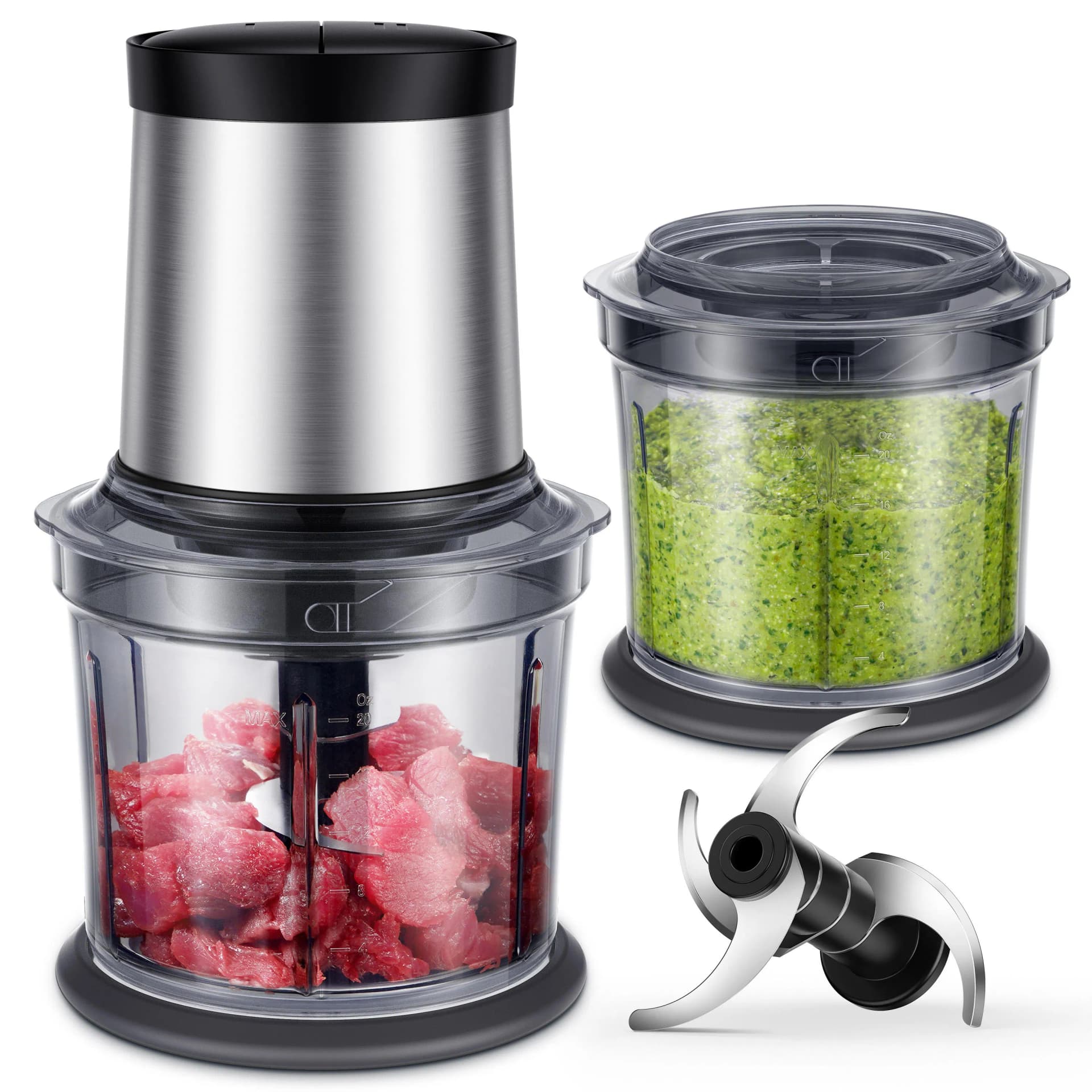 Kitchen Veggie Chopper Factory New Product 30ow 4 Bi-Level Blades 2 Bowls Meat Grinder