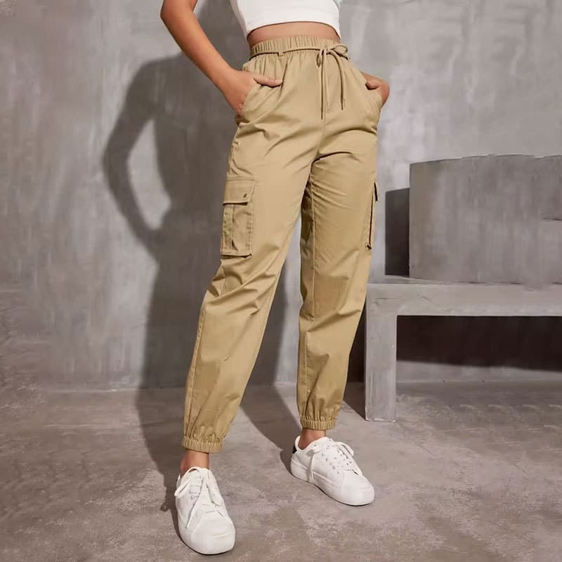 Stylish High-Waisted Grey Wide-Leg Sports Pants for Women