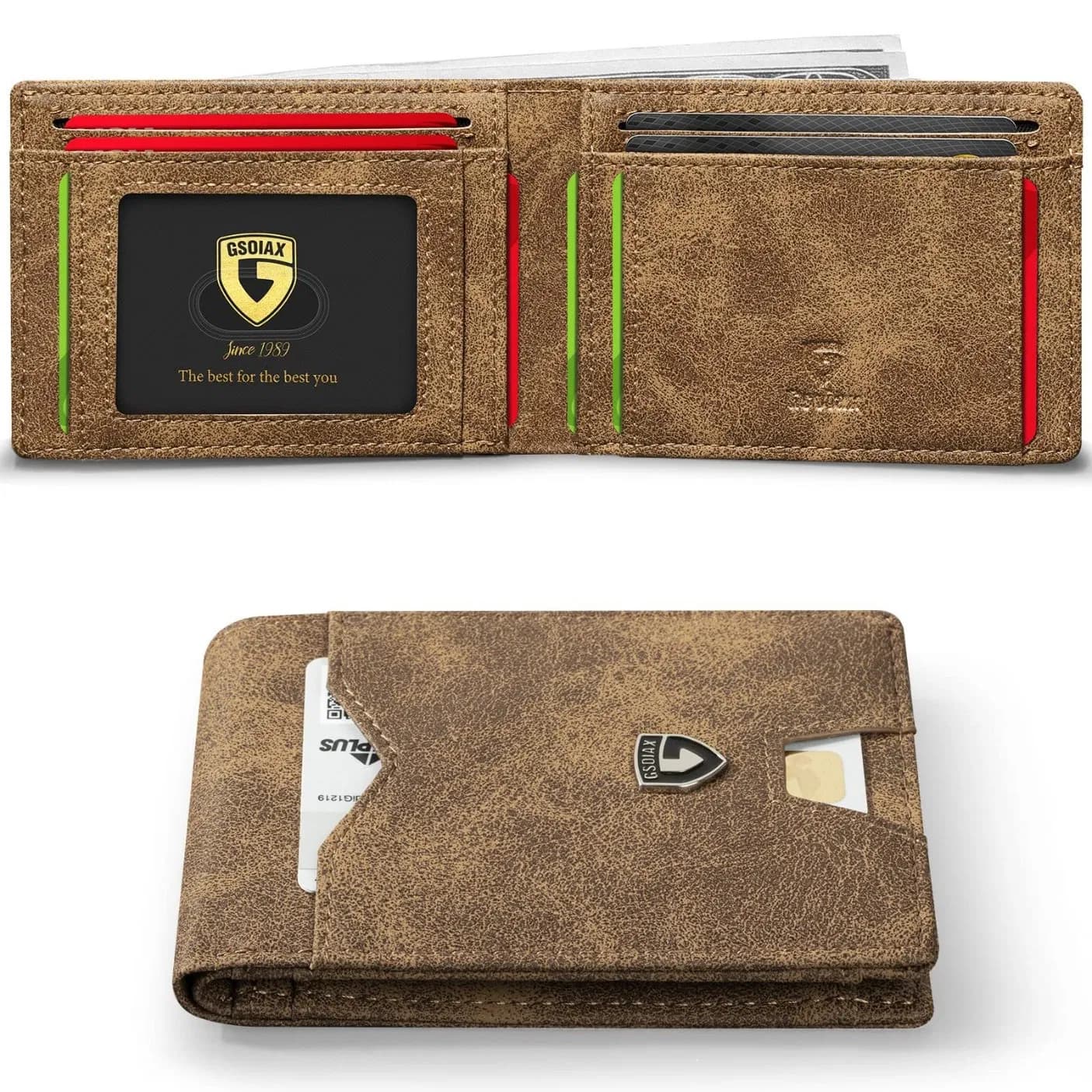 Fashion Card Holder Purse RFID Waterproof Handmade Leather Wallet