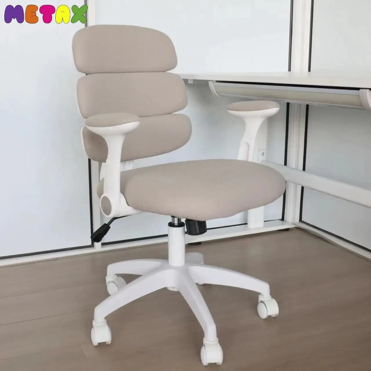 Promotional Oatmeal & White Modern Dining Chair Factory - 3-Section High-Strength Plastic Frame, 5-Star Base & No. 601 Rotating Armrest (Commercial Restaurant