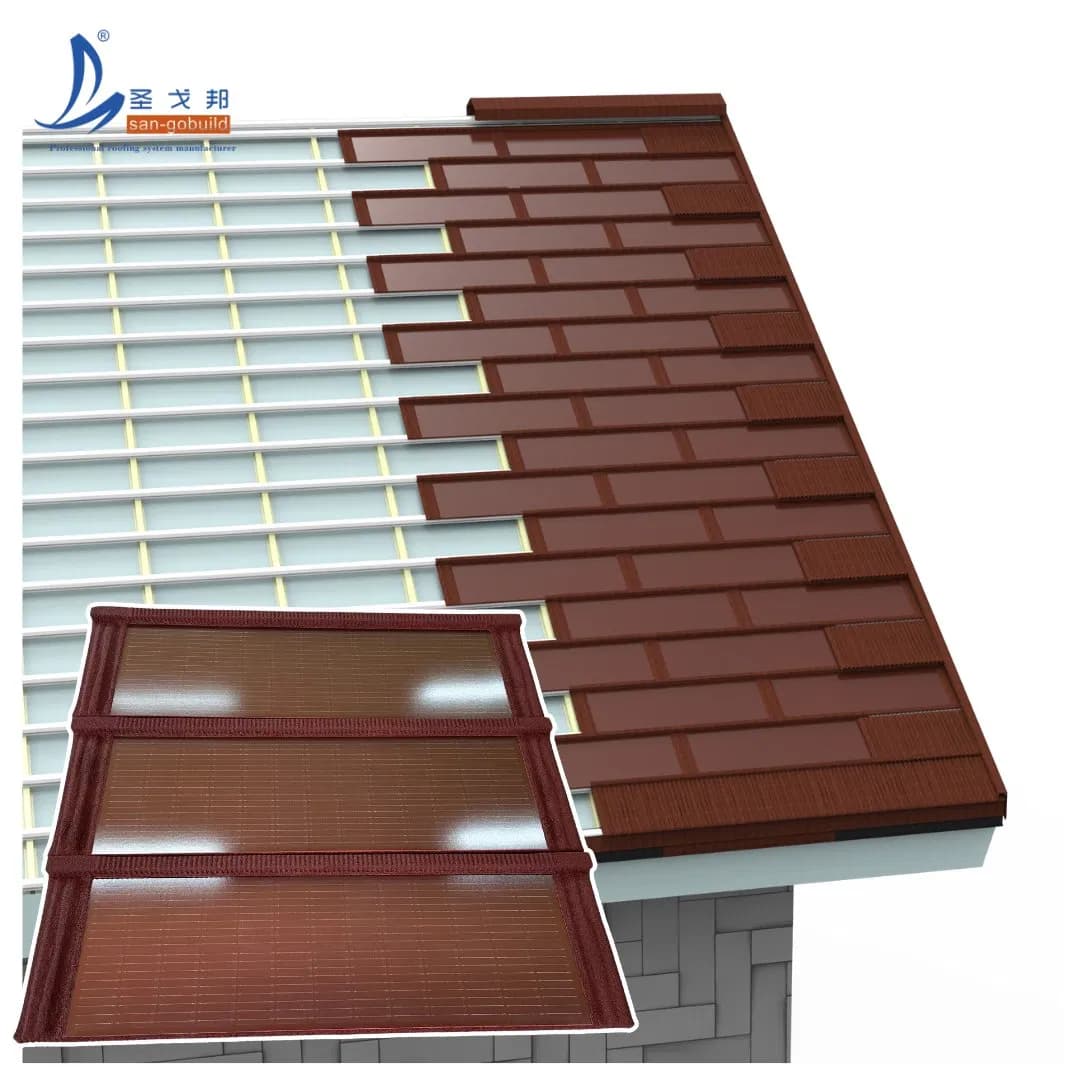 Sangobuild 1340*420mm Solar Power System CE Certifications Solares Roof Tiles