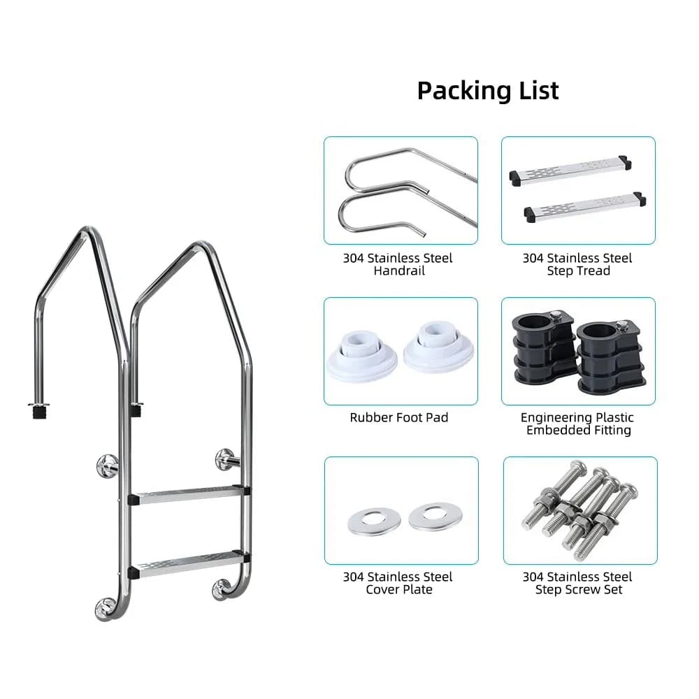 Heavy-Duty 304ss 316ss Pool Ladder Corrosion-Resistant Steps for Inground & Above-Ground Pools
