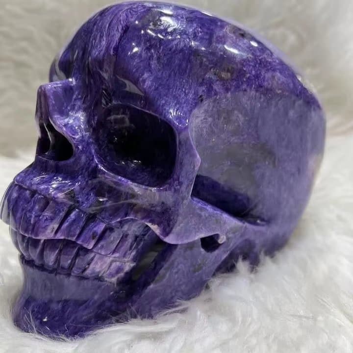 Wholesale Handmade Natural Purple Hollow Charoite Skulls