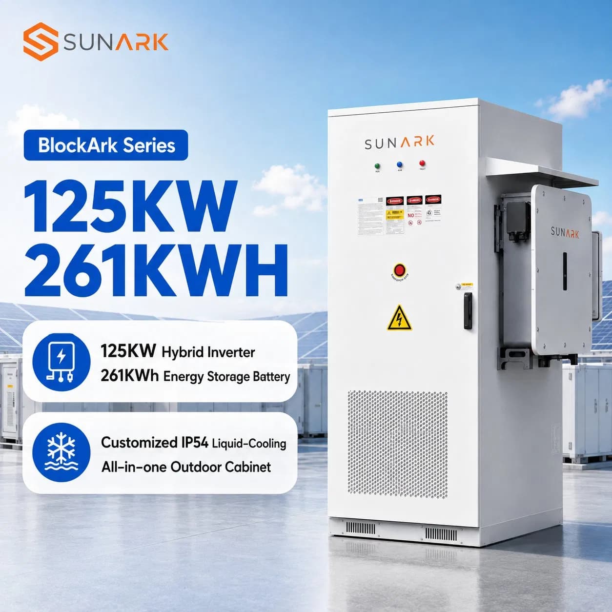 CE 125kw 261kwh Energy Storage Cabinet with IP54 314ah LiFePO4 Lithium Battery for Commercial and Industrial Solar Projects