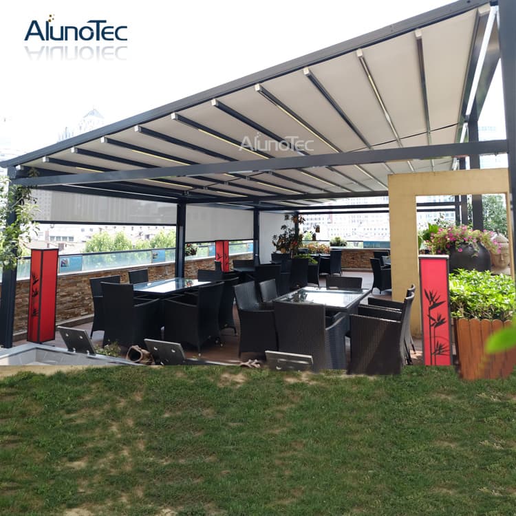 Motorized Outdoor Gazebo Retractable Roof Shading Awnings