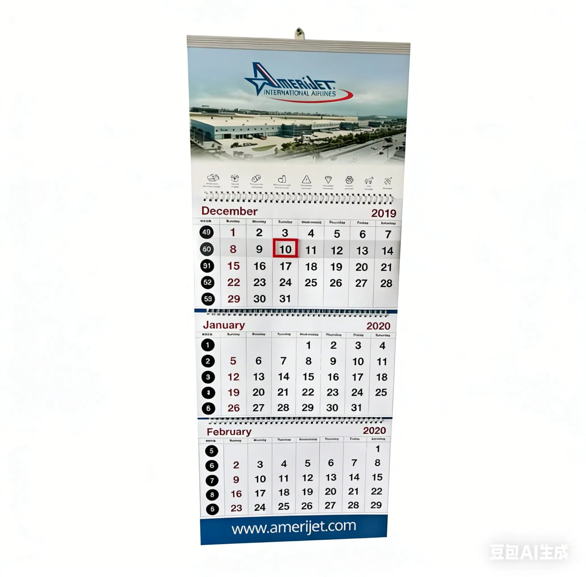Custom FSC Coated Paper Paperboard Tri-Folder Three-Folding Wall Spiral Advertising Business 3 Years Calendar