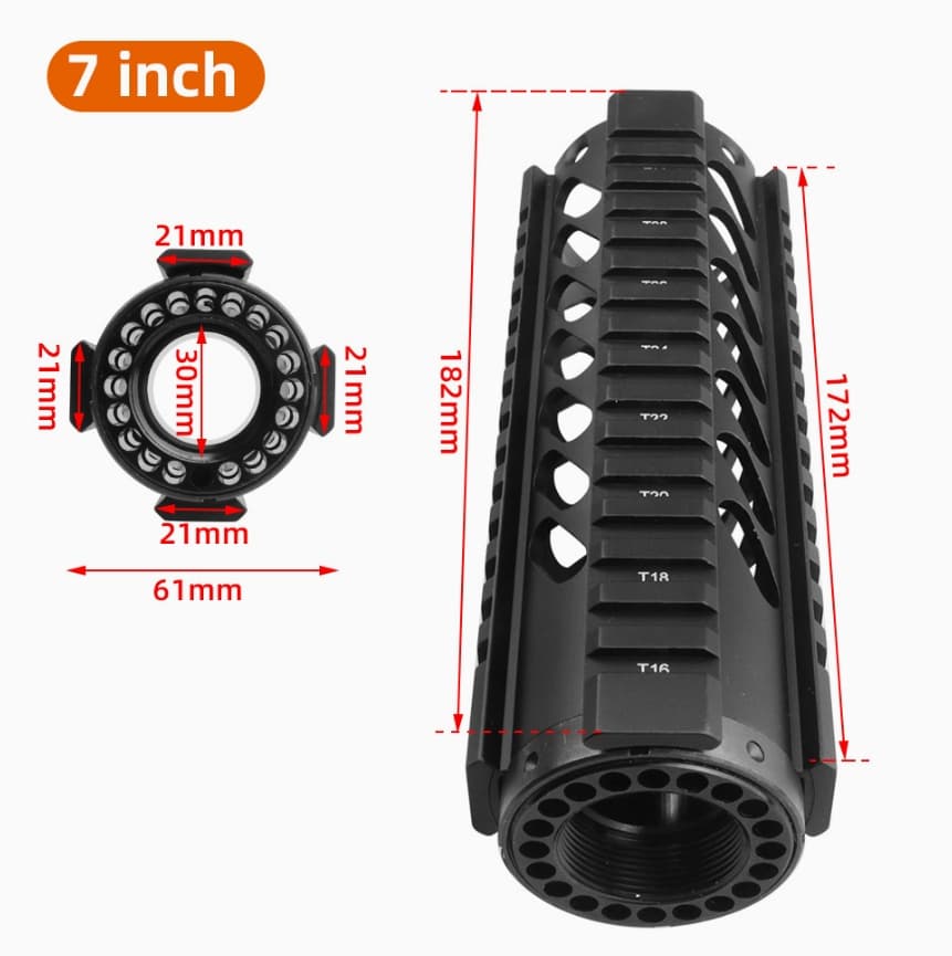 Black Aluminum Metal Tactical Matte Alloy CNC Rail Accessory Handguard