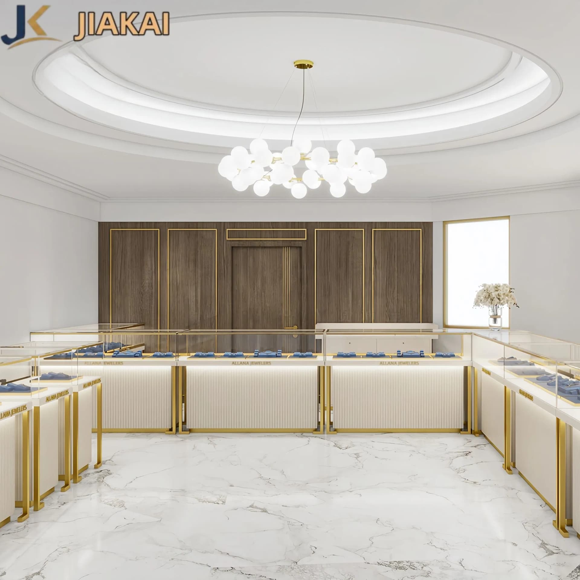 Luxury Jewelry Display Cabinet High-End Gold Jewelry Interior Decoration Design Showcase