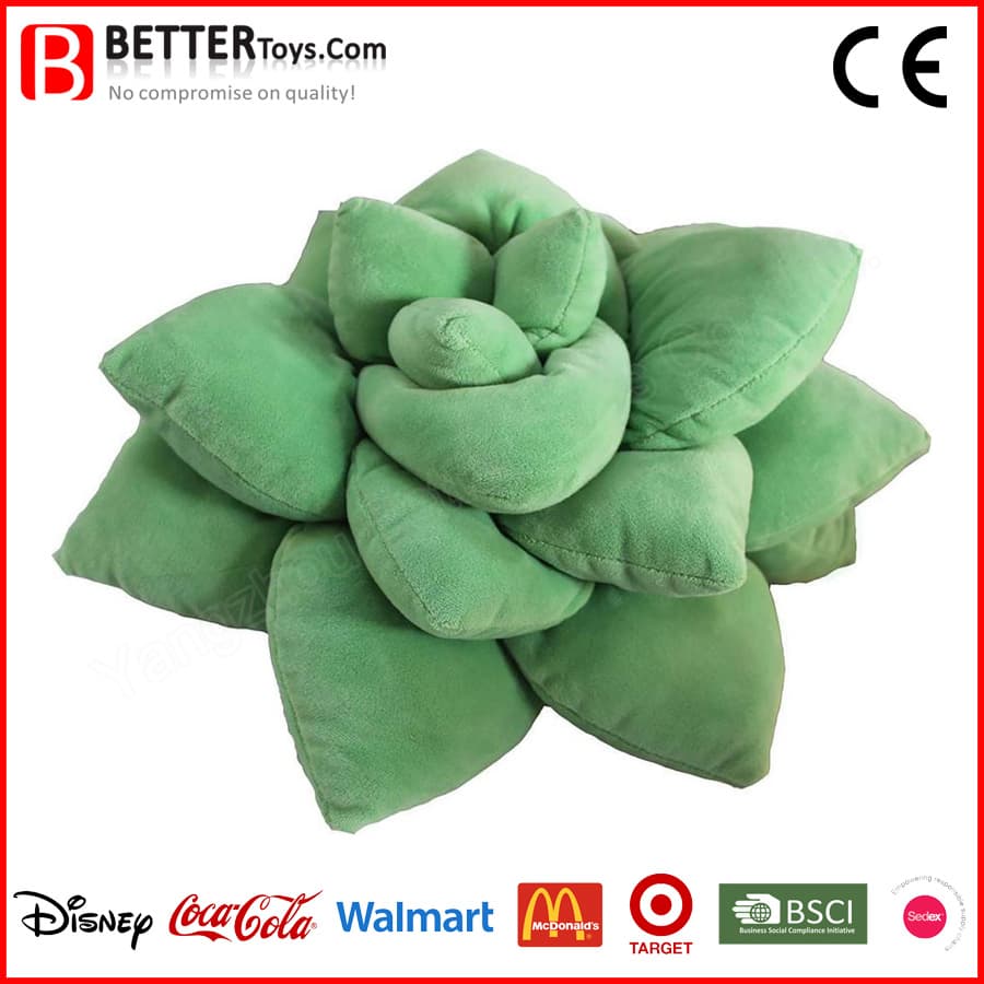 3D Shape Plush Soft Stuffed Succulent Cactus Plant Pillow for Green Lovers