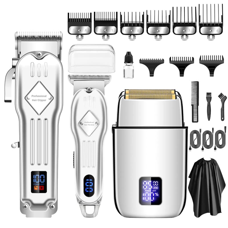New 3 Piece Dual Clipper Kit High Power Salon Bald Clipper Men