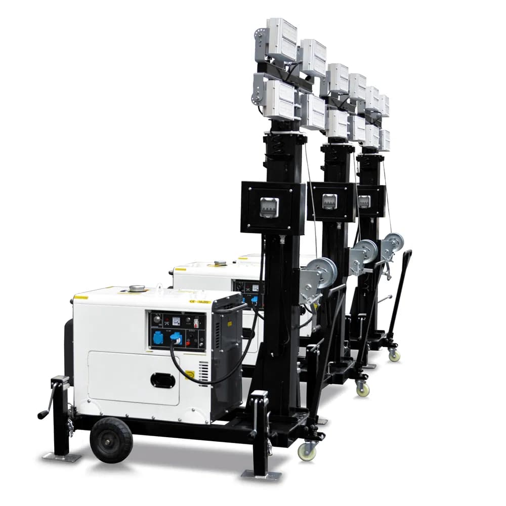 LED Lighting Tower Mobile Trailer Light House 4*300W Power by 5kw Diesel Generator 5m 8m 9m Mast