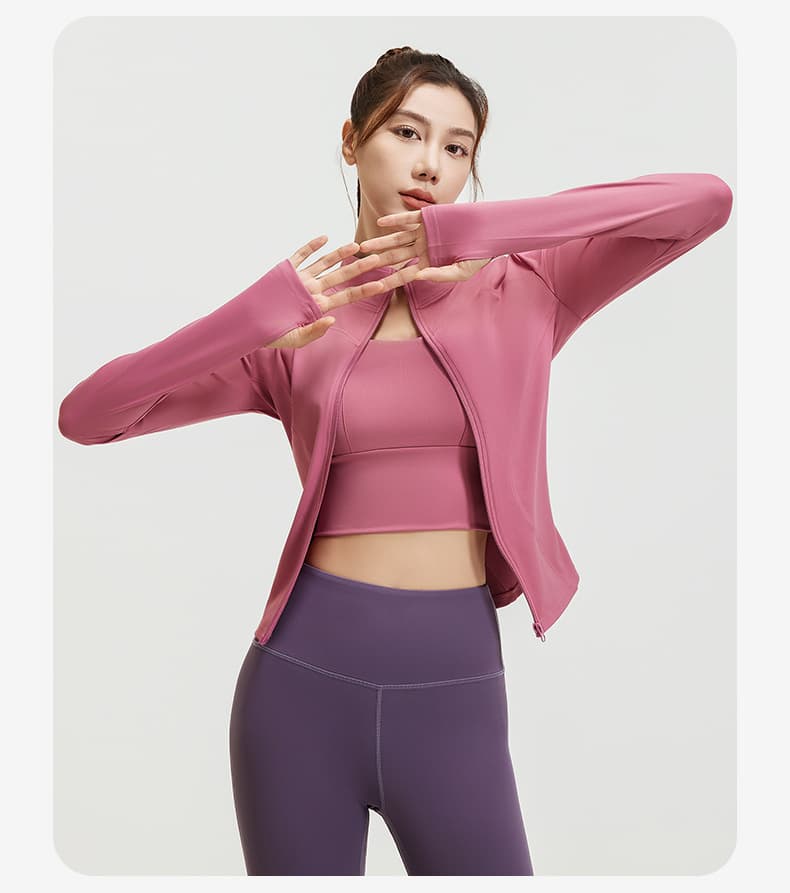 Women's Active Sports Jacket Breathable Silk Lightweight Yoga Top Running Training Jacket Zipper Solid Exercise