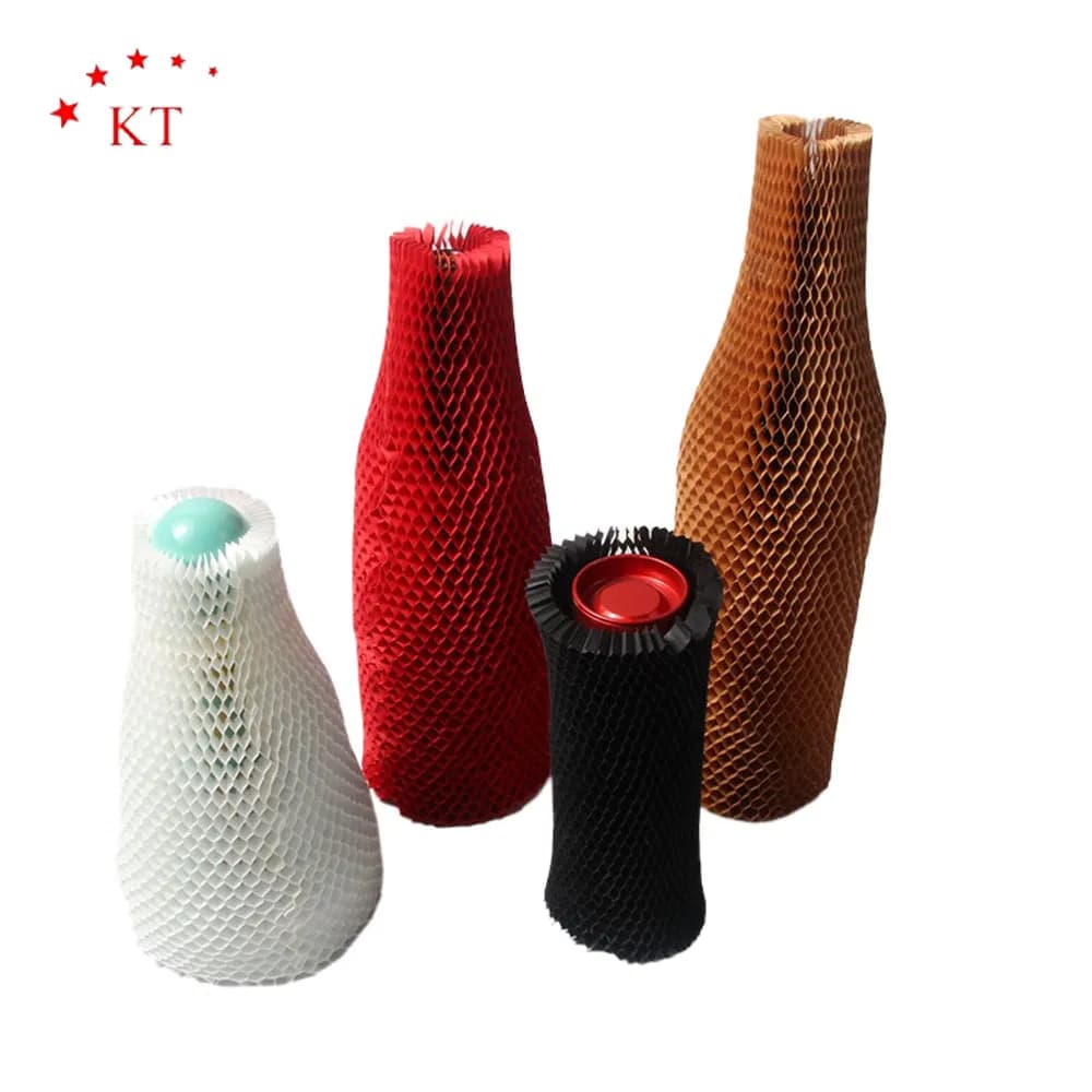 2025 Hot Selling Recyclable Kraft Honeycomb Paper Sleeve Wine Protector for Packaging Usage