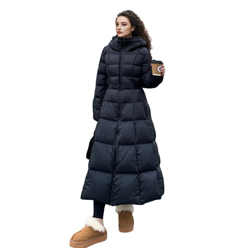 2025 European Winter New Puffer Jacket Women Loose Commuting Casual Warm Windproof Hooded White Duck Down Coat