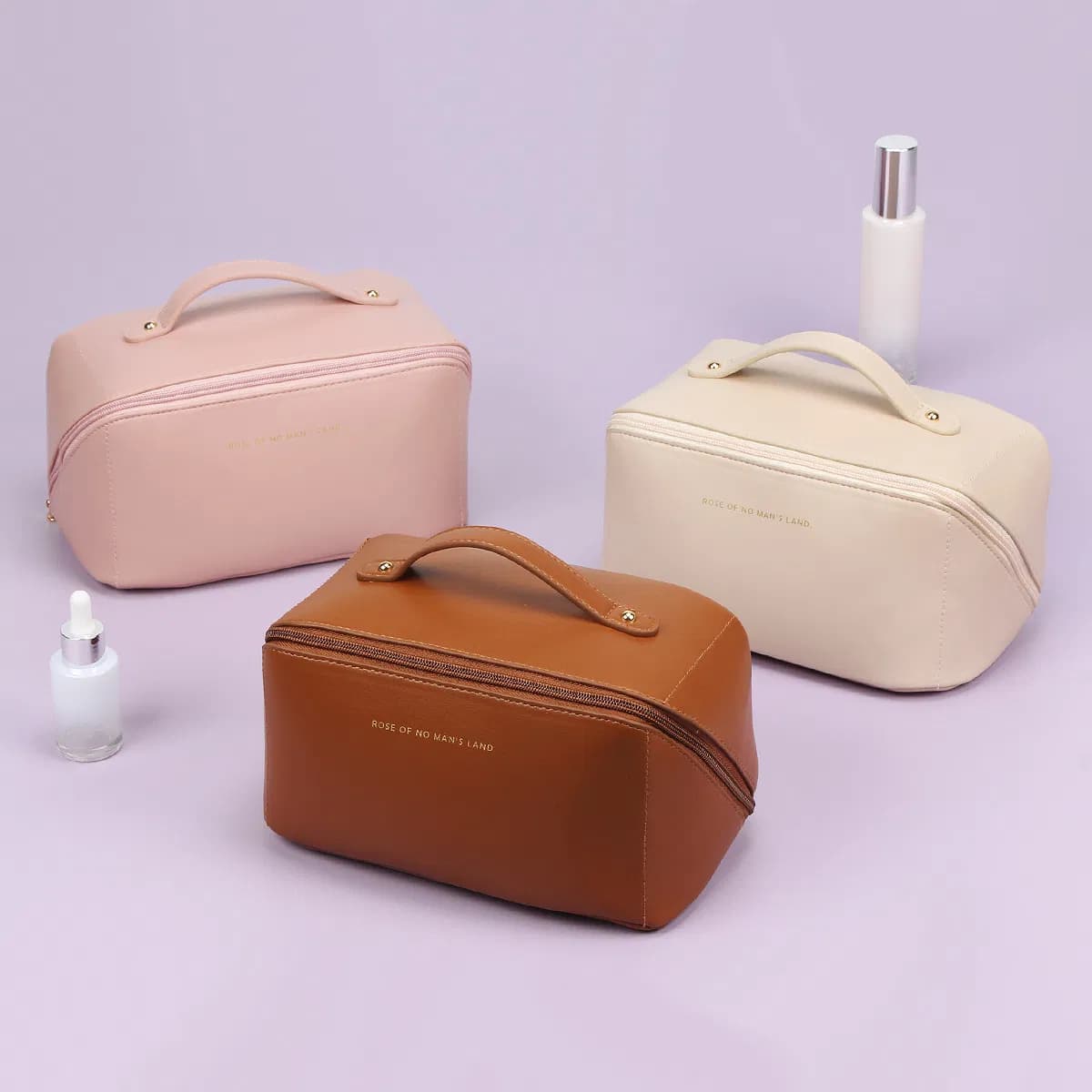 Multifunctional Wholesale Big Customize Portable Toiletry PU Leather Storage Large-Capacity Partition Storage Makeup Cosmetic Travel Bag