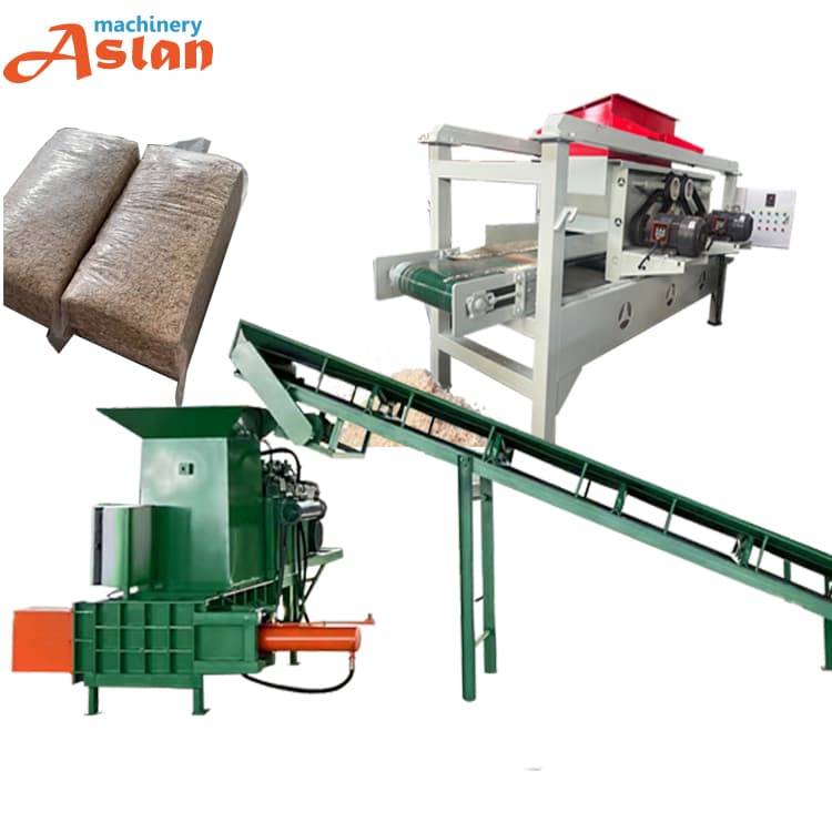 Wood Shavings Making Production Line Chicken Beddings Shaving Baling Machine
