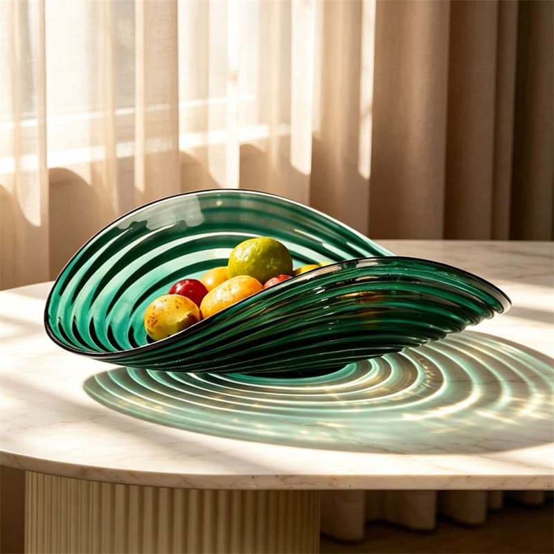 Luxury Glass Fruit Plate Scallop Design Elegant Wedding Centerpiece Bowl
