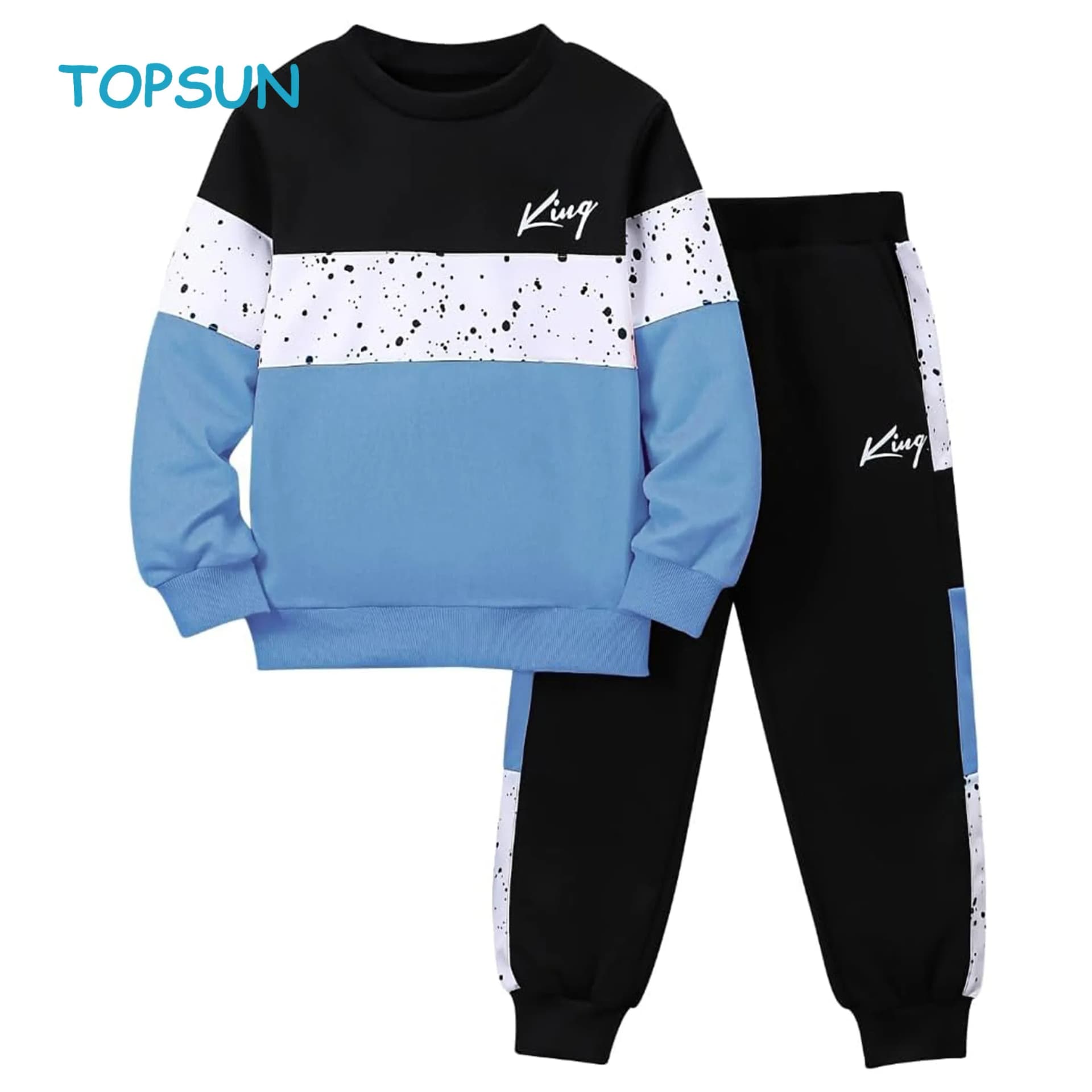 2 PCS Kids Boys Hooded Sweatshirt Pants Set Hoodie Sweatsuit Fall Winter Spring Outfits for 4-14 Years
