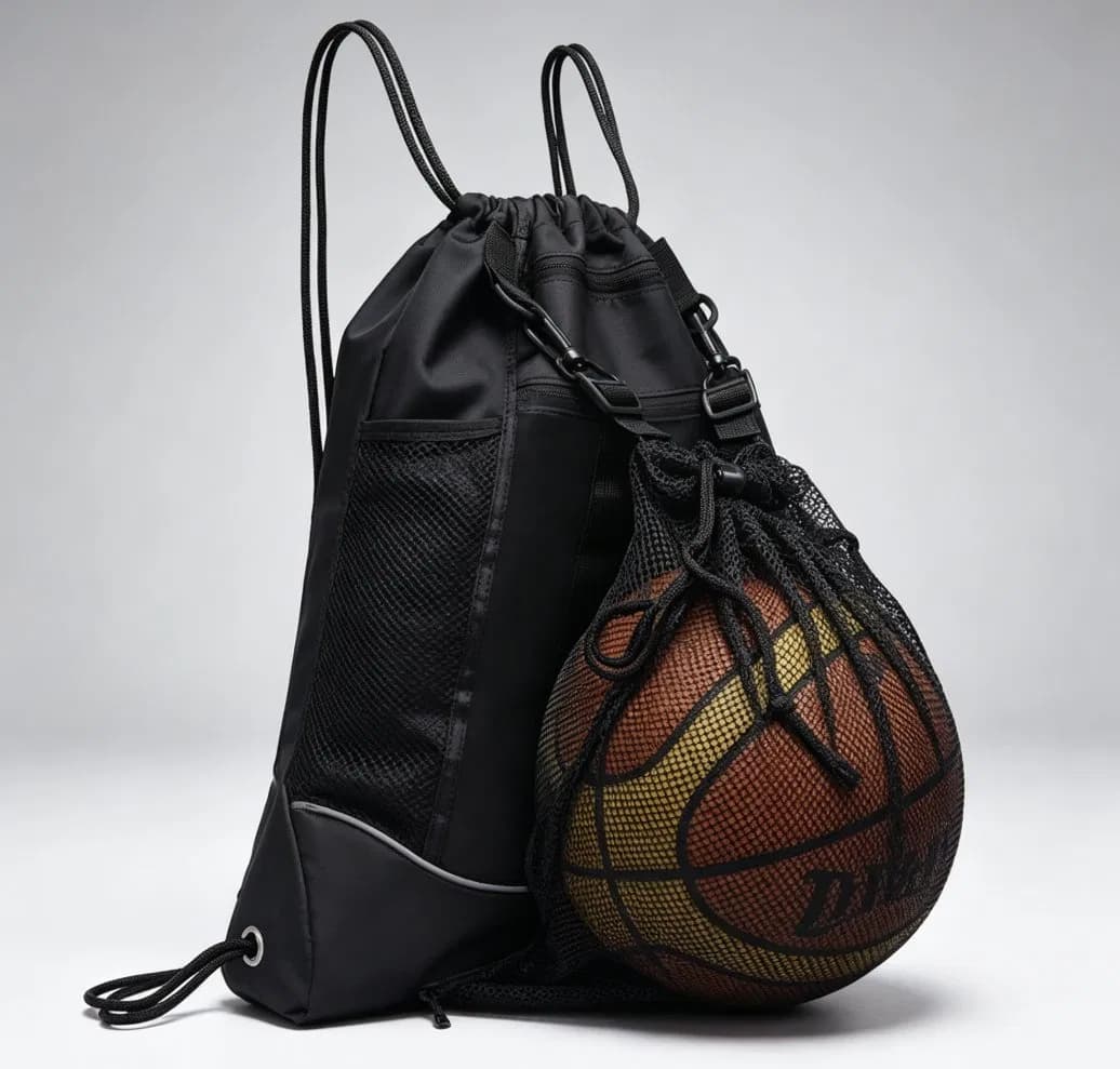 Custom Logo Sports Drawstring Backpack with Detachable Basketball Mesh Bag Waterproof Gym Drawstring Bag for Team Training
