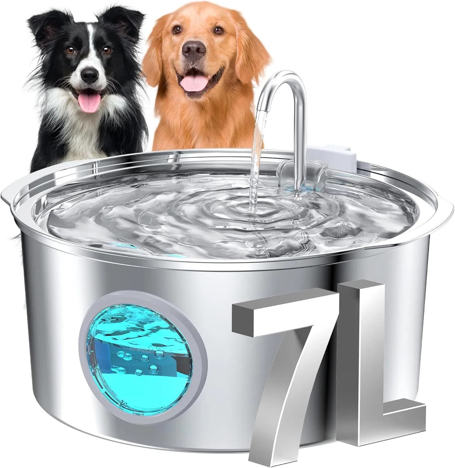 7L Stainless Steel Dog Water Dispenser Automatic Fountain