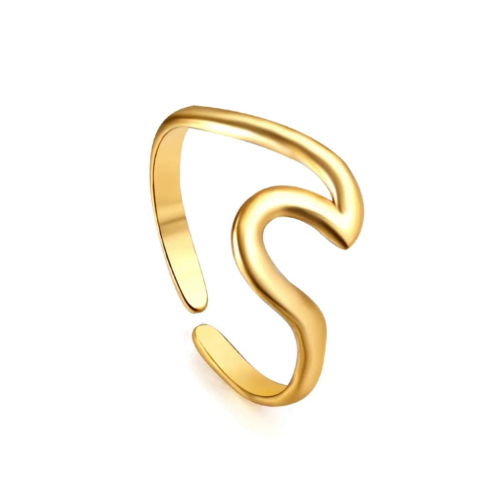 Ason Stainless Steel Jewelry Special-Shaped Irregular Line Open Ring Gold Plated Rings