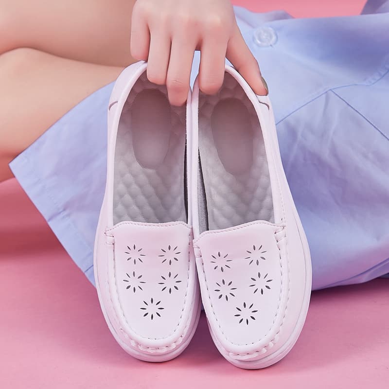 White Women Flat Casual Work Shoes Hospital Non-Slip Medical Loafers Nurse Shoes