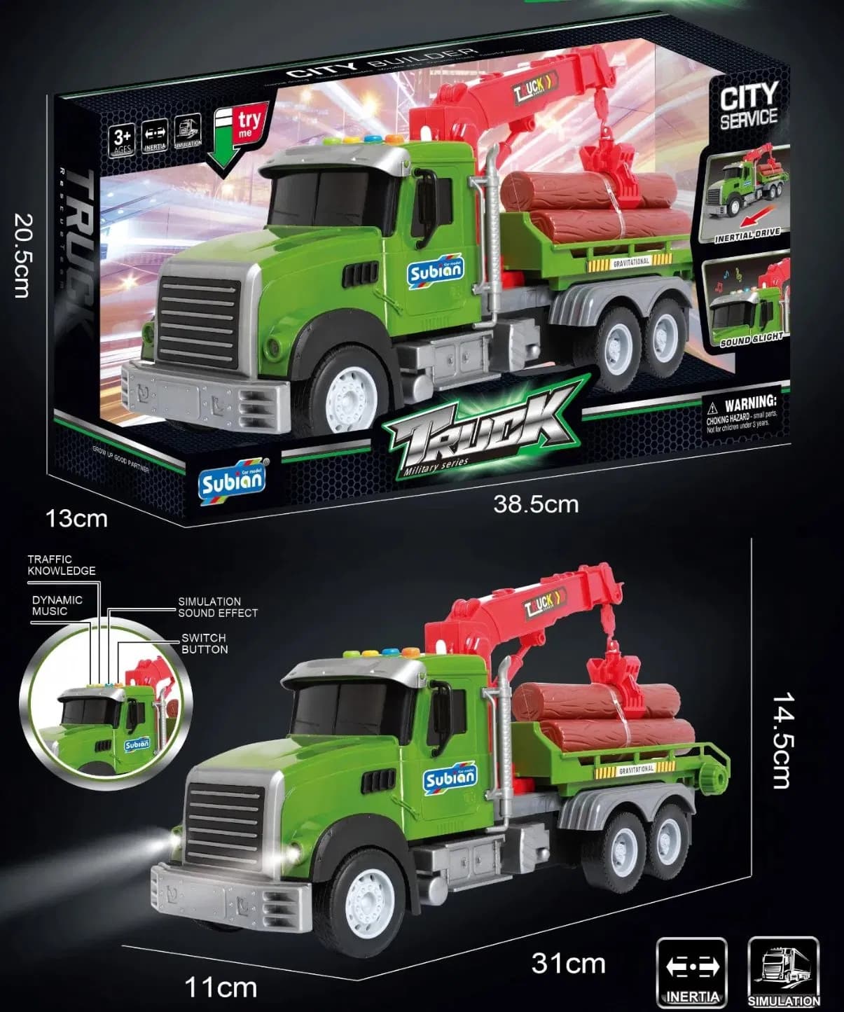 1: 14 Electric Timber Truck Toy Farm Timber Transport Wagon Toy with Music Light