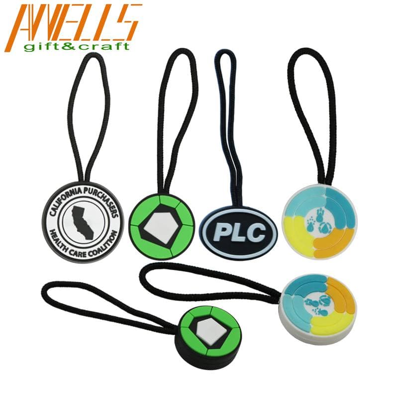 Custom Rubber Plastic Soft Zipper Pulls PVC Nylon Cord Zipper Tab for Backpacks Jackets Luggage