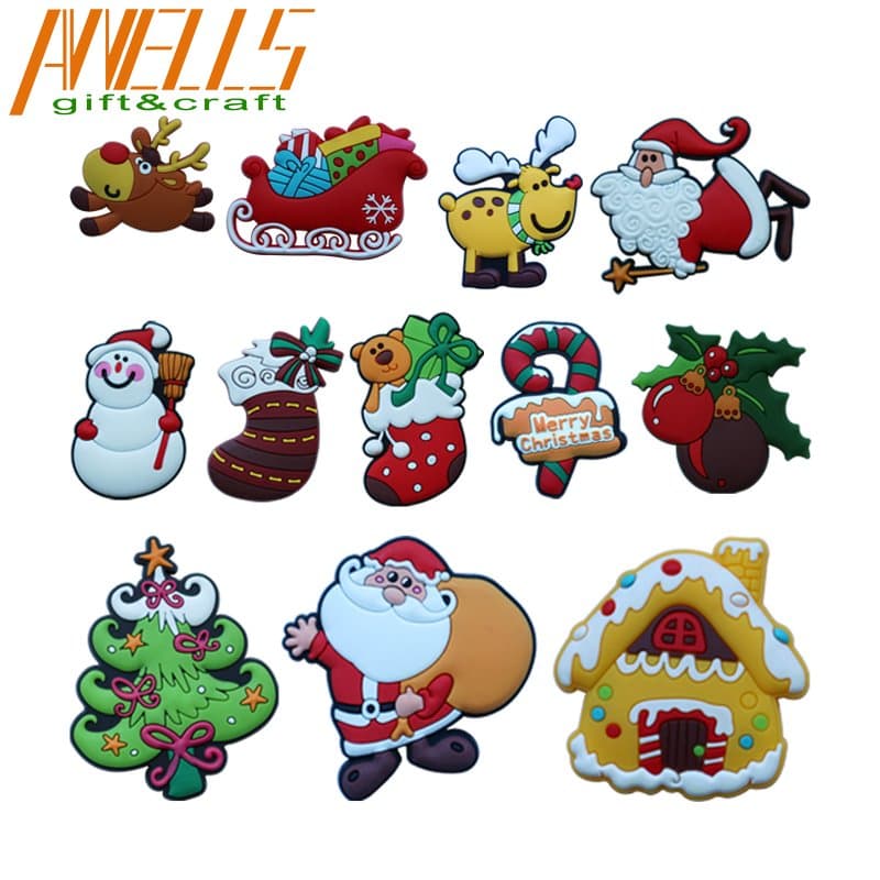 Christmas Soft PVC Fridge Magnet Decoration Accessories Cute Funny Santa Claus Refrigerator Magnet