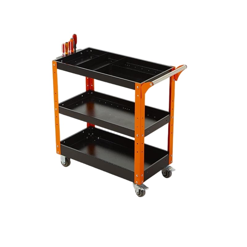 Heavy Duty Industrial Steel Mobile Utility Cart Commercial Storage Service Trolley Three Layer Trolley