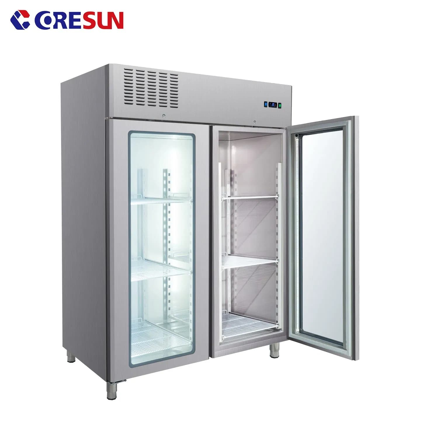 Large Volume 2 Glass Door Upright Refrigerator for Restaurant with CE