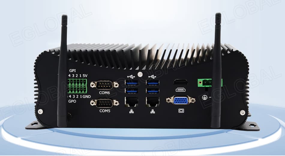 Eglobal New Fanless Mini Industrial PC Intel Core I5 4278u DDR5 6 COM 2 Lans 6 USB Windows10 Industrial Computer Series