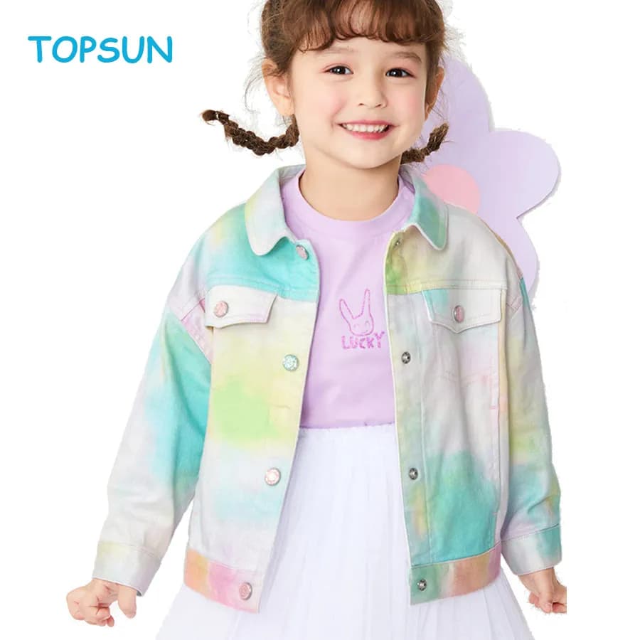 Girls Cartoon Denim Jacket Outwear New Thin Section Autumn Cardigan Baby Shirt Jean Jacket