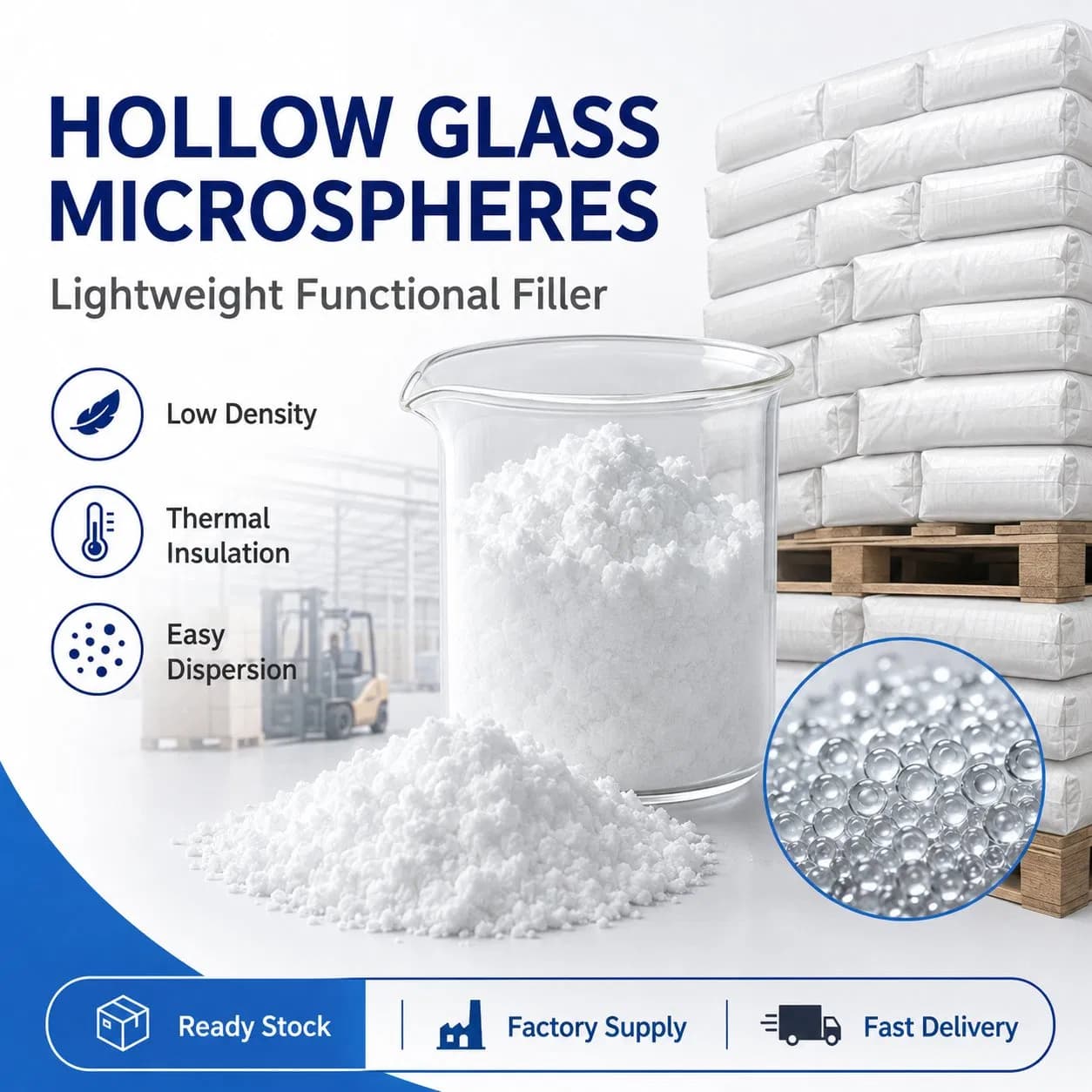 Premium Hollow Glass Microspheres Industrial Lightweight Filler Thermal Insulation Factory Direct Free Sample