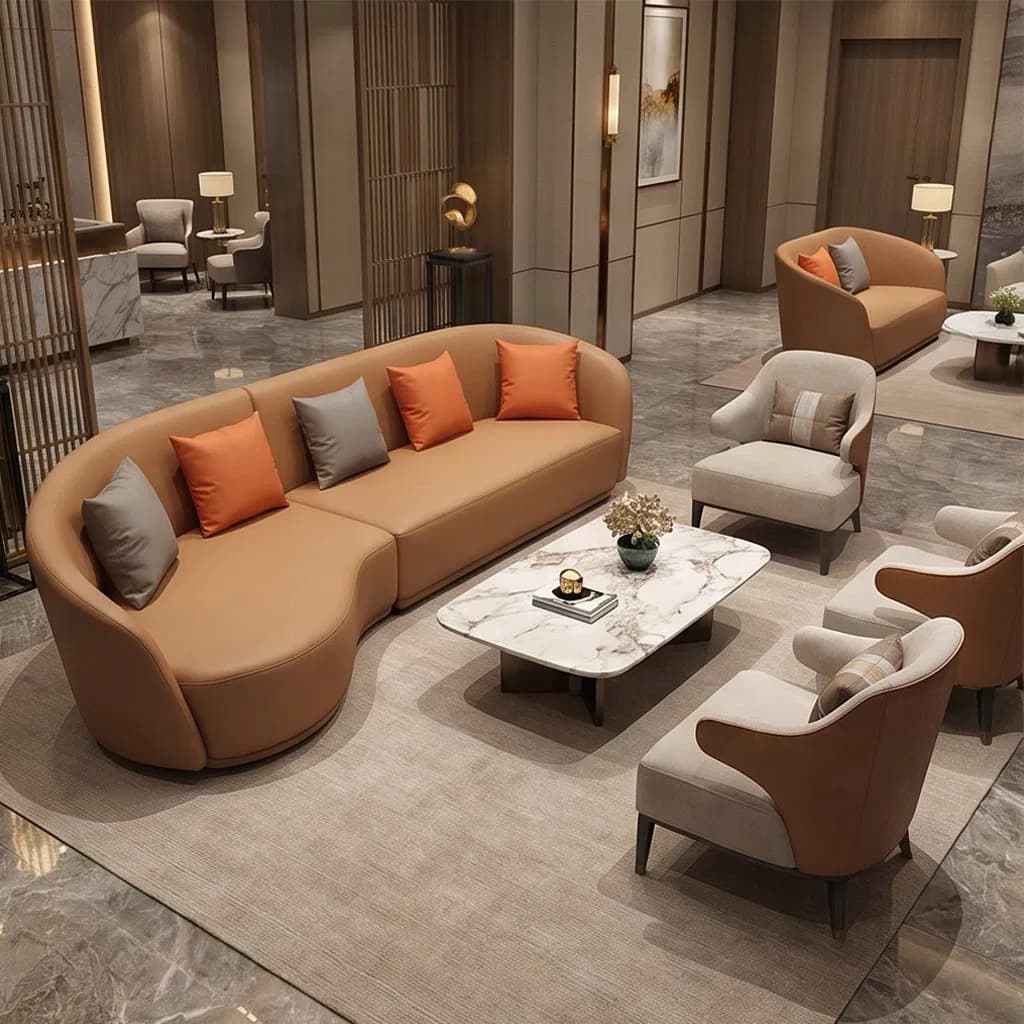 Hot Selling Hotel Lobby Furniture Sofa Fabric Sectional L-Shape Lounge Sofa Modern Hospitality Reception Waiting Couch Durable Cinema Public Lounge Seating Sofa