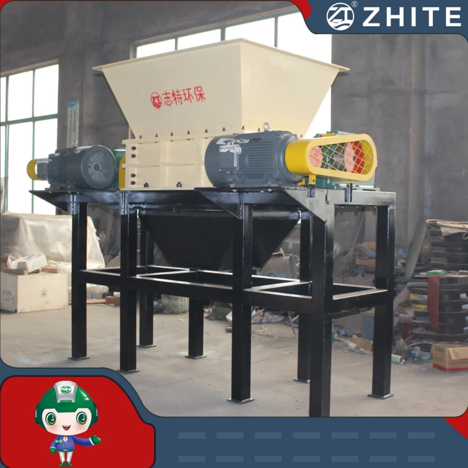 Two Shaft Tyre/Solid Waste/Mattress Crusher Wood Plastic Paper Shredder