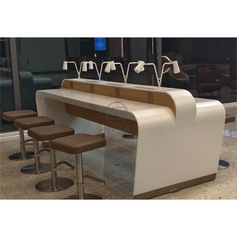 Durable Corian Airport Charging Station Public Waiting Table for Public Use Support Customized