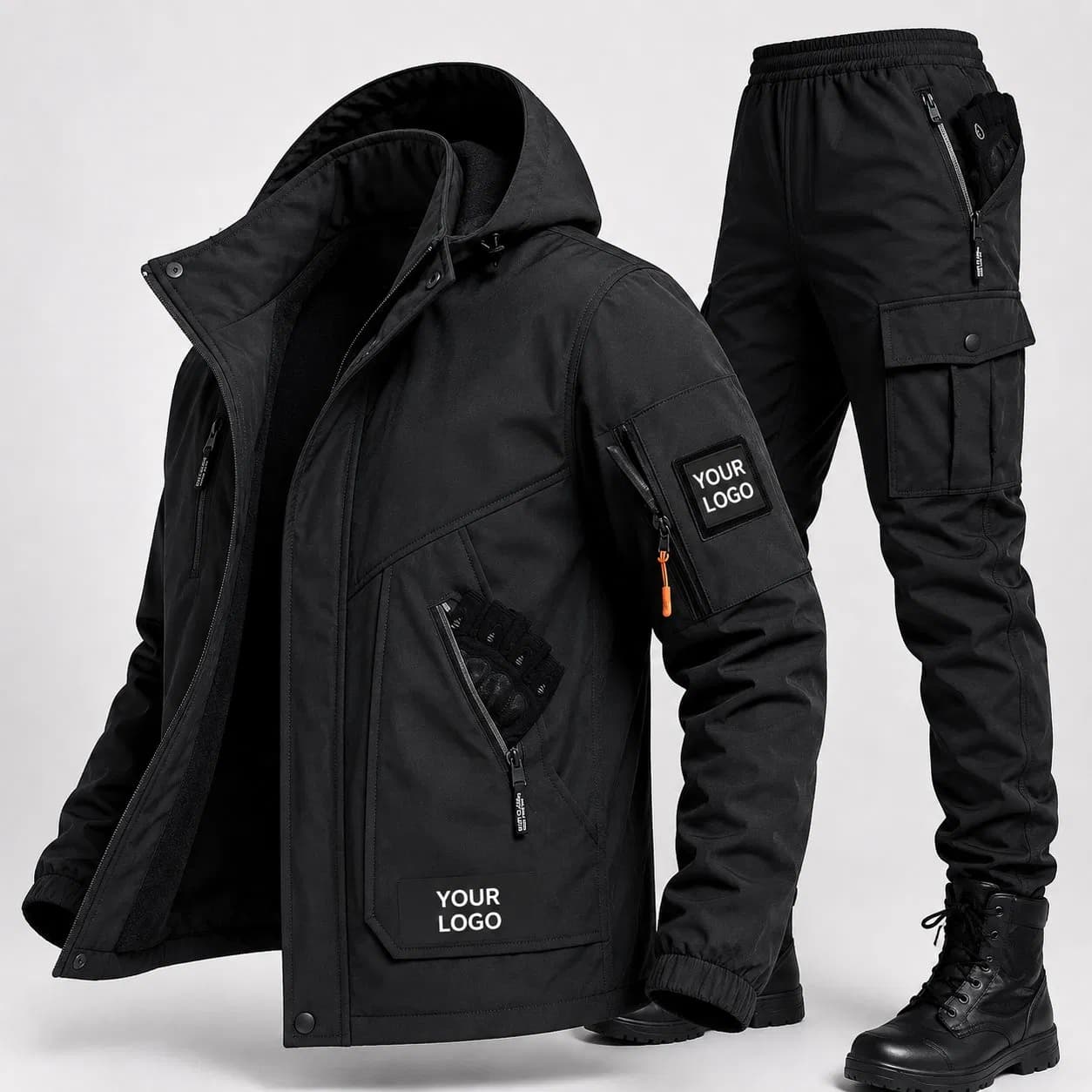 Factory Stock Soft Shell Casual Suit Men's Winter Outdoor Jacket Pants Set Multi Pocket Breathable 100% Polyester Workwear