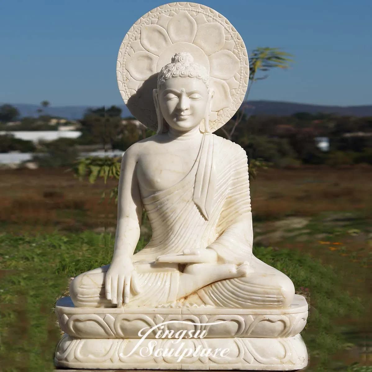 Temple Decoration Sitting Marble Buddha Statue Giant Buddha Statue