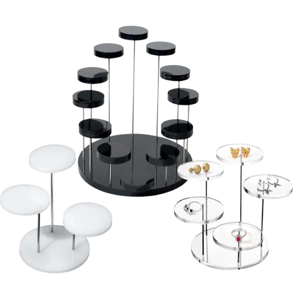 High Quality Customized 3/5/12 Tier Acrylic Stands in Black/White/Clear for Shops Luxury Jewelry Displays Such as Earrings/Rings/Bracelets/Watches
